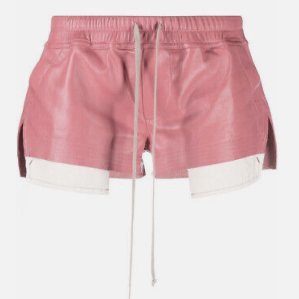 Authentic Pink Rick Owens Leather Shorts